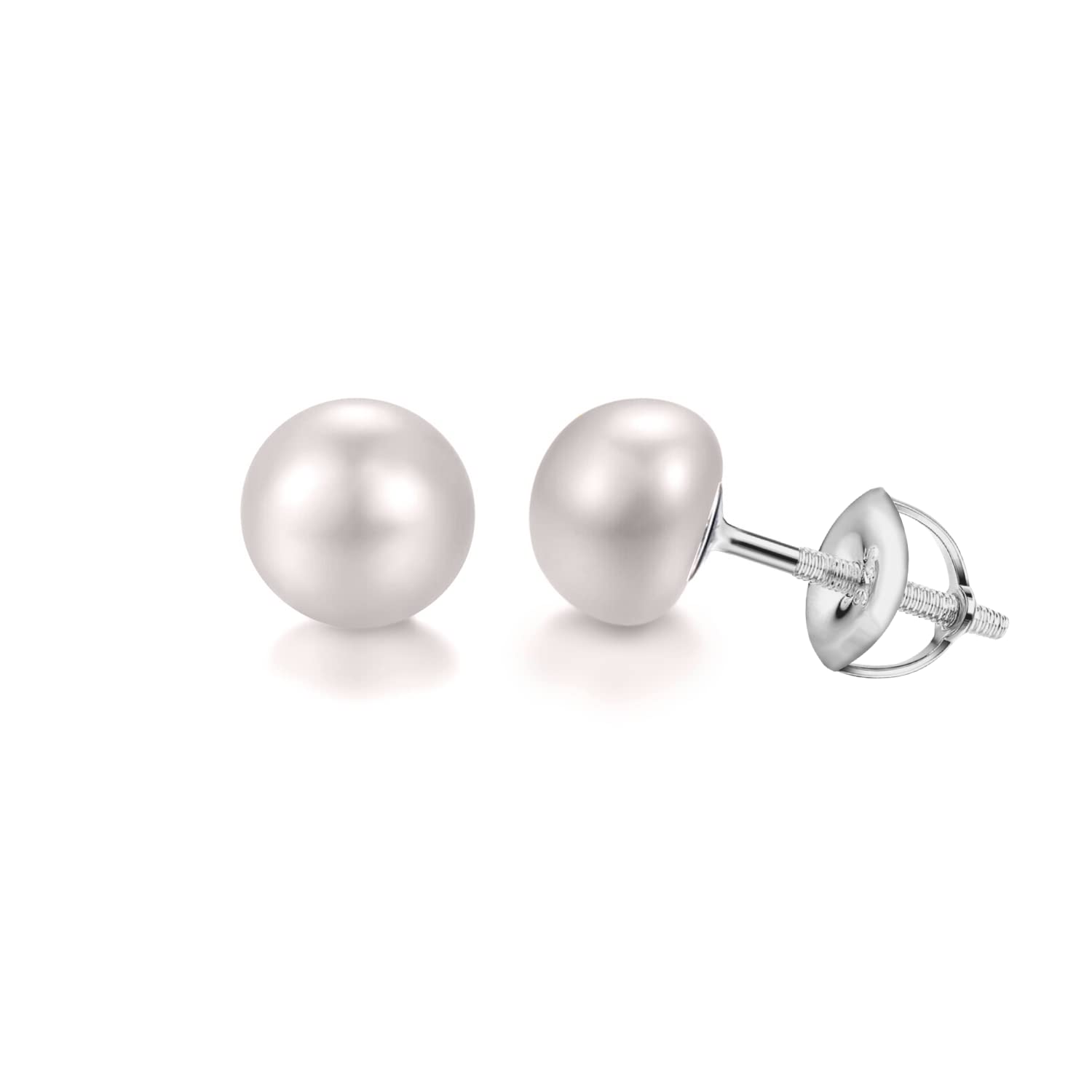 925 Silver Pearl Earrings for Women | 92.5 Sterling Silver & Brilliant Lustre Freshwater Button Pearls | Lovely Gift-image-43