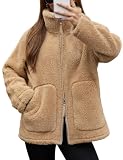 HEEKPEK Womens Sherpa Jacket Zip Up FLeece Fall Winter Coats with Pockets