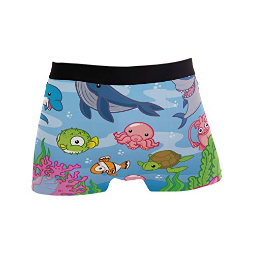 Linomo Boxer pour homme avec requin, baleine, dauphin, tortue - Multicolore - Large Cover