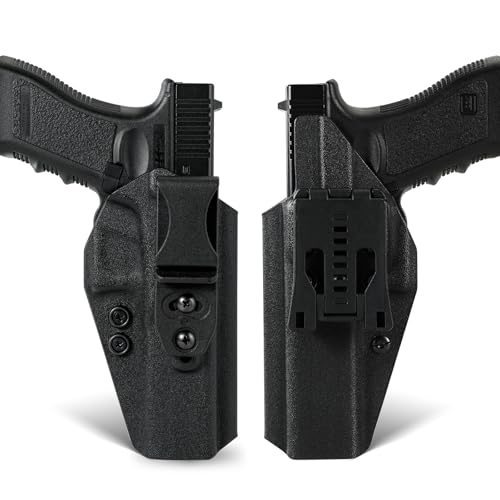Glock34 Compatible IWB & OWB kydex Gun Holster for Glock G34(Gen 4-5,MOS), G17/G19/ G25/G45(Gen3-5), Concealed Carry and Outside The Waistband Carry Pistol Holster, Height and Angle Adjustable