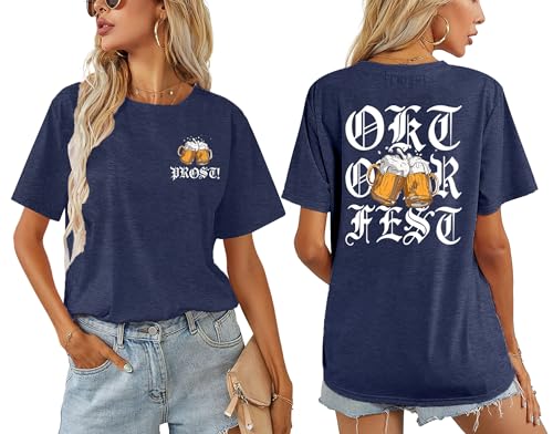 Oktoberfest Shirt for Women German Bavarian Octoberfest Festival T-Shirts Short Sleeve Graphic Tee Tops3