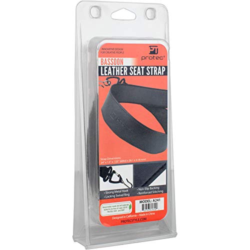 pro tec a241 leather bassoon non-slip seat strap with lockable hook black regular