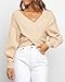 BTFBM Off The Shoulder Sweater for Women Winter Fall Fashion 2026 V Neck Long Sleeve Ribbed Knit Wrap Cropped Sweaters(Apricot, Small)