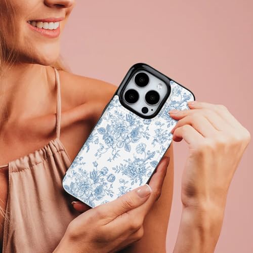 uCOLOR for iPhone 15 Pro 6.1" Wallet Case Magsafe with Card Holder Slot【Compatible with MagSafe】 Folio Flip PU Leather Double Magnetic RFID Design with Camera Lens Protector (Blue Floral) by uCOLOR - Used condition - Image 7