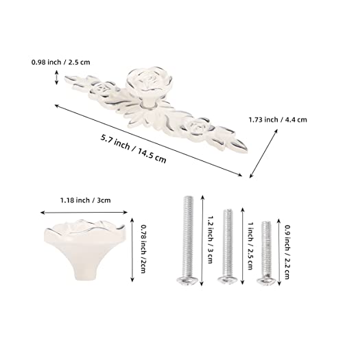 Fvstar 10pcs Antique Cabinet Knobs,Vintage Rose Flower Shape Cabinet Drawer Knobs with Plate,European Style Dresser Drawer Pulls,Ivory White Furniture Hardware for Cabinet,Drawer,Cupboard,Medium - Image 4