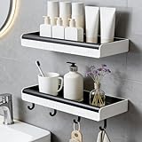 YIPUETERNITY 2 Pack Bathroom Shelves, No Drilling Shower Shelf, Removable Bathroom Storage Caddy, Wall Mounted Shower Caddy Shelf Organizer With Self Adhesive Hooks For Kitchen,Toilet,Wash Room