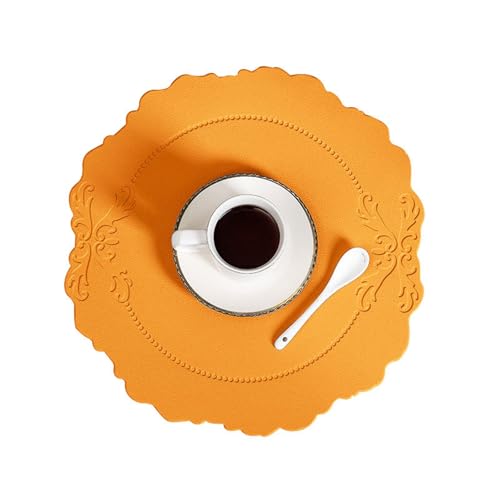 Set de table lavable en cuir PVC orange ovale et imperméable pour protéger votre table