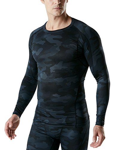 TSLA Men's Cool Dry Fit Long Sleeve Compression Shirts, Athletic Workout Shirt, Active Sports Base Layer T-Shirt, Athletic(mud11) - Camo Black, Small - Thumbnail 4