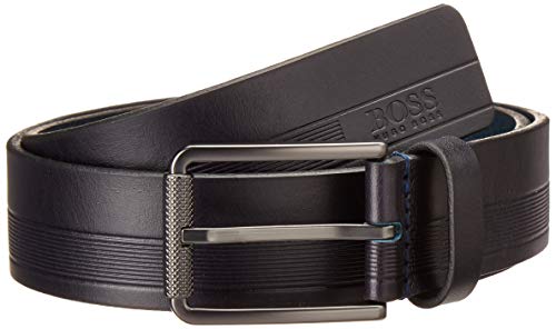 Preisvergleich Produktbild Hugo Boss Herren Timothy Logo Embossed Leather Belt Gürtel, Navy, 30