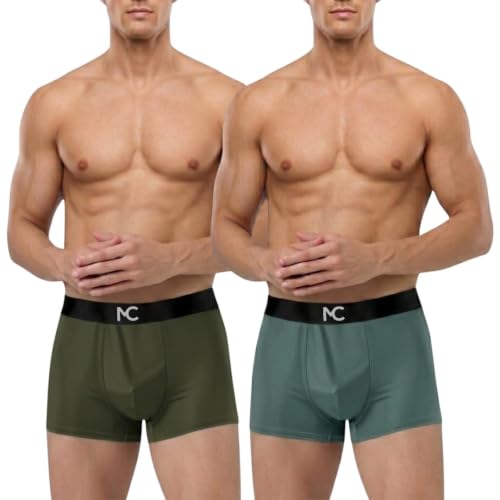 Image of MC Men's Microfiber Boxer Briefs for Men | Ultra Soft, Breathable, Stretchable Innerwear | Moisture-Wicking Trunks | Comfortable Elastic Waistband | Pack of 2