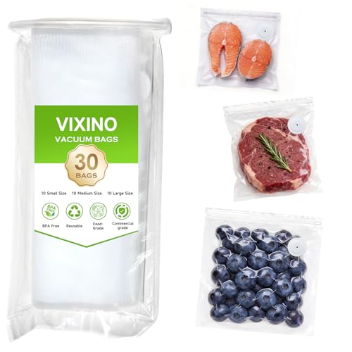 Vixino Vacuum Sealer Bags for Food, 30 Reusable BPA-Free vacuum
