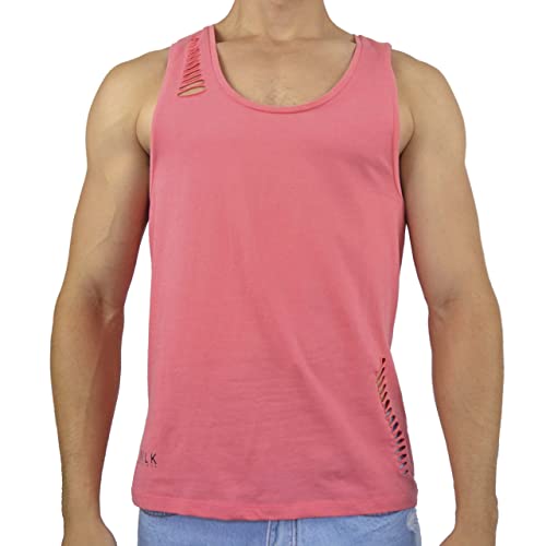 Camiseta deportiva de algodón premium con elastano rosa coral y acabados especiales