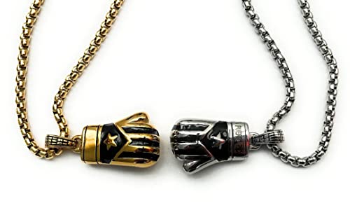 Papiichulo Boricua Power necklace Set, Silver/Black and Gold/Black2