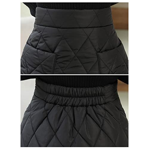 Down Skirts Pocketed Windproof Lightly Quilted for Warm Check Pattern XL3
