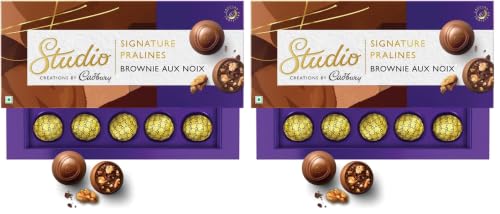 Image of Cadbury Studio Signature Pralines Brownie Aux Noix Chocolate Gift Pack, 130 g (Pack of 2)