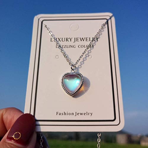 Preisvergleich Produktbild Damenmode Kleiner Mondstein Anhänger Liebe Anhänger Halskette Bester Freund Geschenk 925 Sterling Silber Koreanischer Schmuck