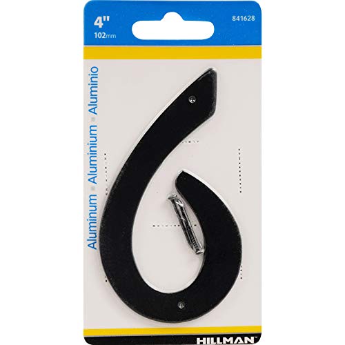 Numéro 6 anti rouille aluminium noir Hillman 4 po pour façade lisible