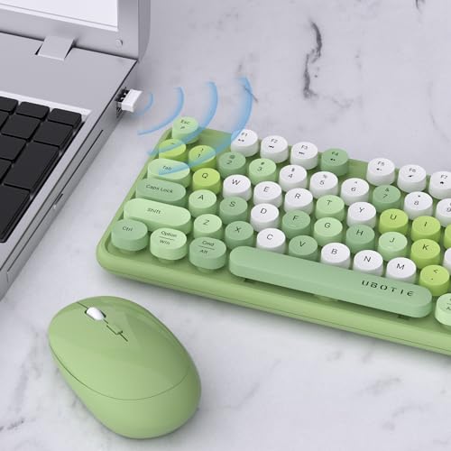 Image of UBOTIE Colorful Wireless Keyboard and Mouse Combo (Green-Colorful)