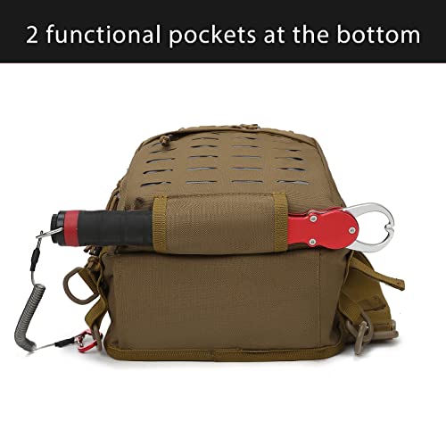 Night Cat Fly Fishing Sling Pack For Men Women Fishing Tackle Storage Bag With Rod Holder Crossbody Backpack Compact Water-Resistant #TOP6