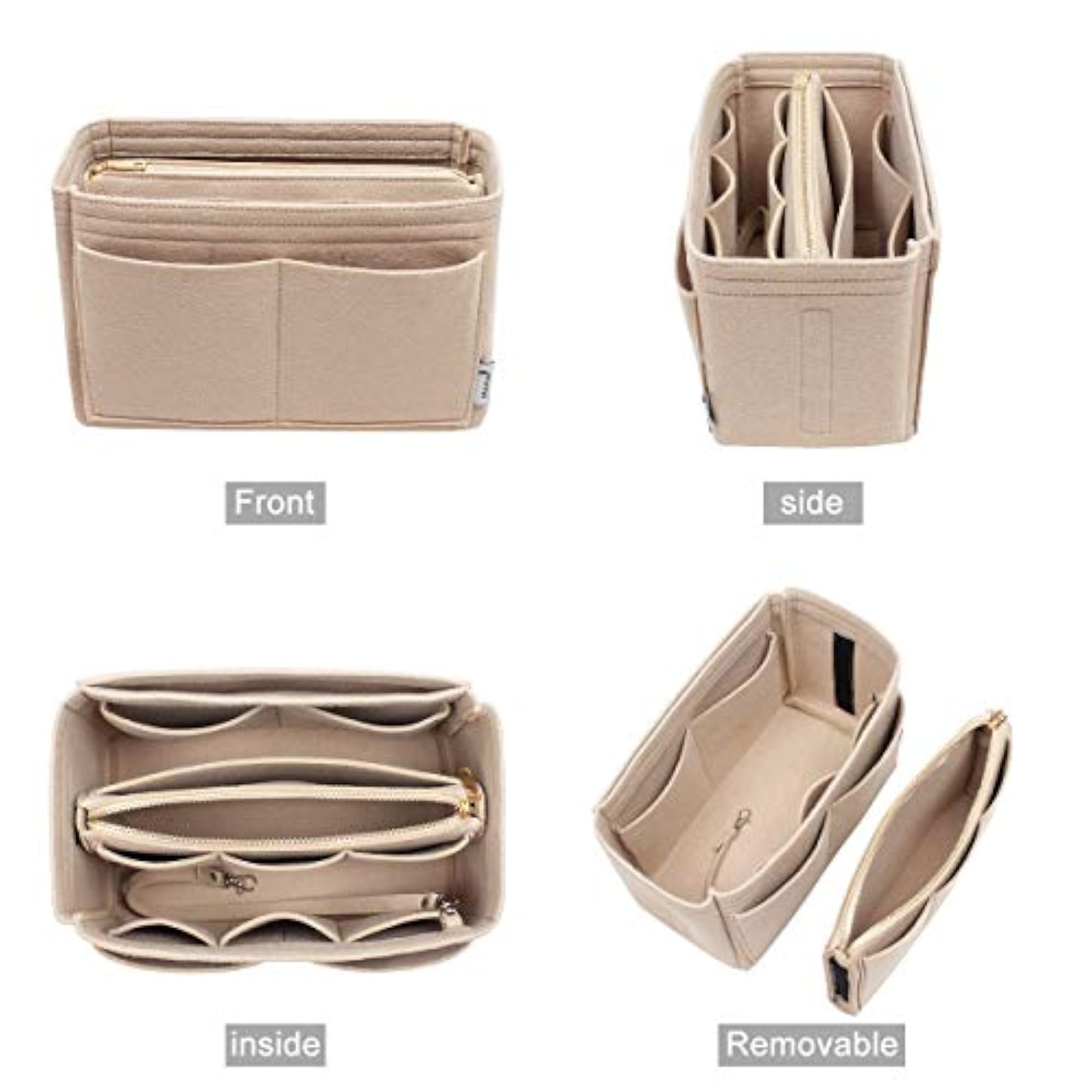 Purse Organizer Insert, Bag Organizer for Speedy Neverfull, Beige