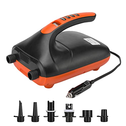 Bomba de aire para inflables - Bomba de aire eléctrica de doble etapa SUP de alta presión de 20 PSI, inflador rápido digital LCD 12 V CC y función desinflador para tablas remo, botes inflables Cover