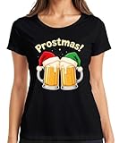 Prostmas - Jarra de cerveza, Navidad, divertida, regalo, fiesta, vintage, camiseta para mujer, Negro , XL