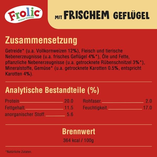 Frolic Hunde Trockenfutter mit frischem Geflügel 3x2,6kg