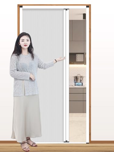 Puerta corredera plegable Puertas Plegables De Interior/ Puerta Acordeón Tamaño A Medida, Blanco Puertas Concertina Para Baño Ducha Armario Cocina Despensa Con Tirador Y Cerradura(H 203cm,W 60cm)