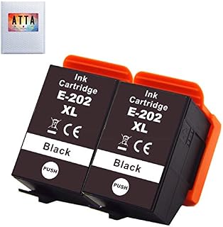 ATTA 202 XL Ink Cartridges for Epson 202 202XL Black Ink Cartridges for Epson Expression Premium XP-6000 XP-6005 XP-6100 XP-6105 XP-6001 XP6005 XP6100 XP6105 - 2 Black