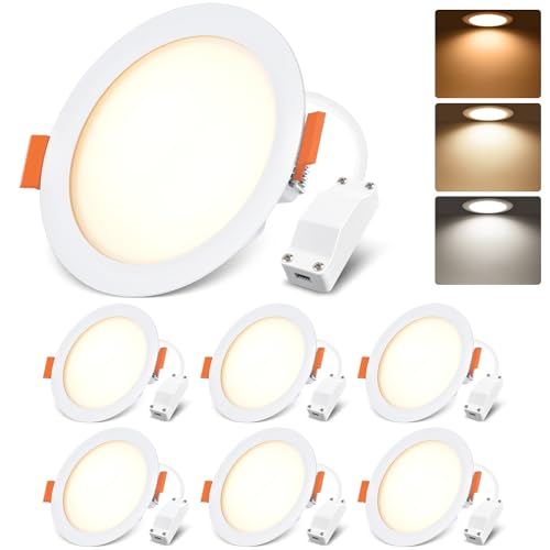 LVWIT LED Recessed Spot Lights,8W Led Panel Lighting,Soffit Lights,Waterproof Bathroom Down Lights Ceiling,800LM,3000K 4000K 6500K,Led Recessed Ceiling Lights,Spotlights Ceiling Lights(6PCS)