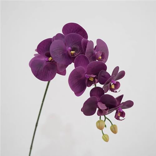 BaierSai 37.4" 2pcs 9 heads Artificial Real Touch Latex Phalaenopsis Orchid Flowers Stem Plants for Vase Home Garden Decoration Wedding Party Bouquet (Dark Purple)