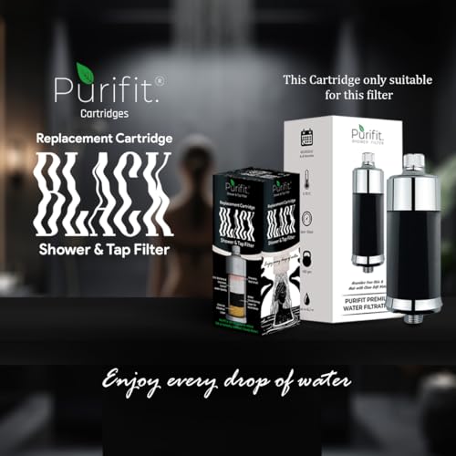 Image of Purifit Replacement Cartridge for Black Shower & Tap Filter | Reduce Chlorine | Hardwater | Limescale | Hair fall | Skin Issues | White Colour | 1Pcs
