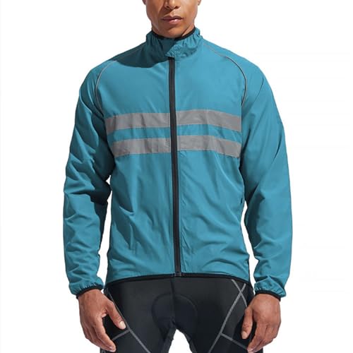 Jaqueta de Ciclismo, Jaqueta de Ciclismo à Prova de Vento Fina Manga Longa Poliéster Reflexiva Com F