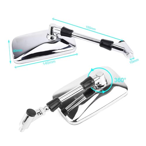 Espejo retrovisor rectangular de 10mm con rotación precisa para motocicletas de carretera 5