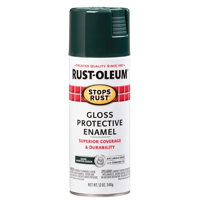 Image of Rust-Oleum 7733830 Stops Rust Spray Paint, 12 oz, Gloss Dark Hunter Green