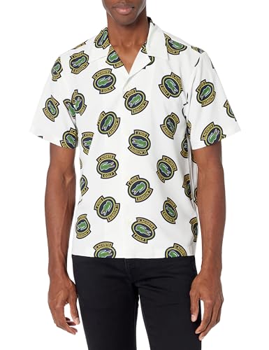 Lacoste Camiseta masculina esportiva regular Havaí Fit Uv Protect Golf, Farinha/abacaxi/preto, M