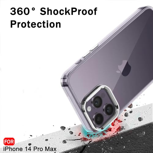 Image of TheGiftKart Hybrid Back Cover Case for iPhone 14 Pro MAX | Built-in Stand | Shockproof Hard Back Case Cover for iPhone 14 Pro MAX (PC & TPU, Clear Back, Transparent Sides)