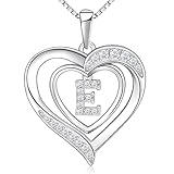 RIVIKO Collar con inicial de corazón para mujer, colgante de letra de plata de ley 925, dije personalizado del alfabeto, joyería de San Valentín, día de la madre, aniversario, Navidad, cumpleaños