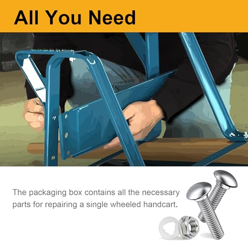 Mrosnail Wheelbarrow Carriage Bolts and Nuts Kit,Stainless Steel Carriage Bolts 5/16-18 5”,3-1/2”,2-3/4”,2-1/4”,3/4”,Flange Hex Nuts,Nylon Retainer Clips,Wheelbarrow Handles Replacement Parts,18Sets - Thumbnail 6