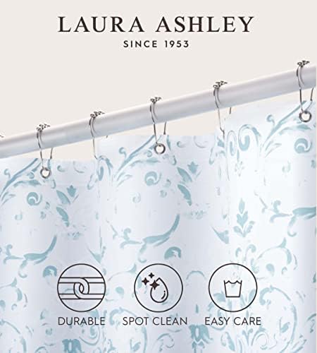 Laura Ashley LAC014412 Aqua Halsted Peva Shower Curtain, Elegant Bathroom Décor, Measures 70 Inch X 72", Waterproof thumb #1
