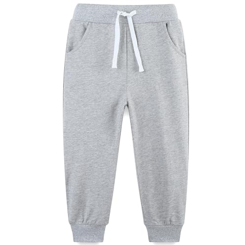 4 Pack Toddler and Kids Boys Sweatpants Joggers Cotton Active Soft Joggers Pants with Functional Drawstring 2-14Y3