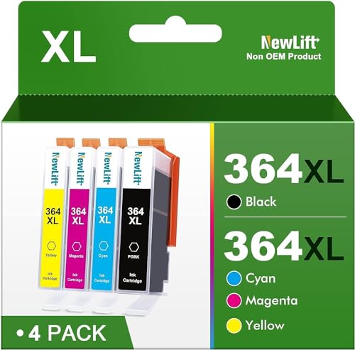 NewLift 364XL Multipack Druckerpatronen Kompatibel für HP 364 XL Tintenpatronen Deskjet 3070A 3520 3524 3522 officejet 4620 4622 4610 Photosmart 5510 6510 5515 5520 5524 7510 7520 (4er-Pack)