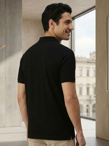 Image of Lux Cozi Men's Polo T-Shirt Regular Fit Half Sleeves with Pocket | Cotton Blend Polo Neck Collar T-Shirt for Men | Casual, Office Comfortable Breathable T-Shirt | Stylish Plain Tee