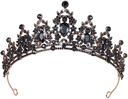 Kamirola - Queen Crown and Tiara Princess Crown for Women and Girls Crystal Headbands for Bridal, Gothic Halloween Costumes for Women Prom Halloween Accessories (Black)