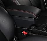 QIBBEI Fácil de Limpiar Caja De Reposabrazos Giratoria, Caja De Almacenamiento De Contenido De Tienda Central, Accesorios De Decoración De Estilo De Coche para Almera para Versa(C Black Red 7usB)
