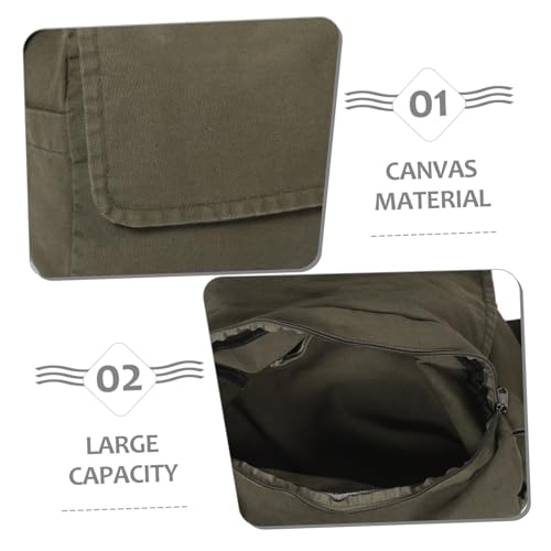 Sac en toile vert olive multifonction pour ranger cours et travail - 5