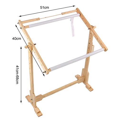 Estink Cross Stitch Stand with Adjustable Frame, 9CT Wooden Embroidery Stand, 360-Degree Rotation, Floor Standing - Image 3