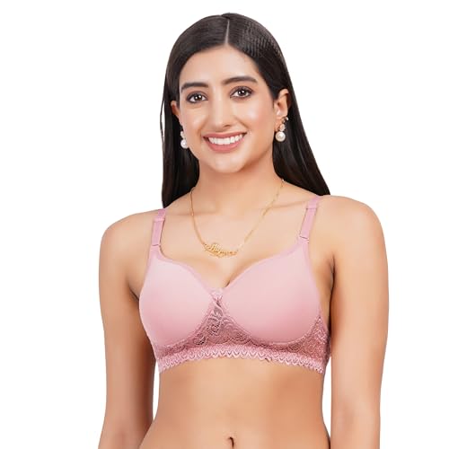 Image of Lace Padded Everyday Padded Bra for Women - Made of Pure Cotton Full Coverage Over Size Non Wired Pushup Soft Cup for T-Shirt Saree Dress Sports Garment for Daily Use Everyday