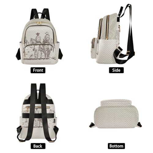 Image of Western Cowboy Quilted Backpack Purse for Women Fashion Small Backpack M | Shoulder Bag Travel Casual Daypack