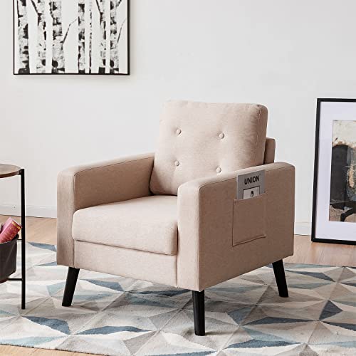Sillón Plegable Beige con Tapizado de Lino miniatura 2